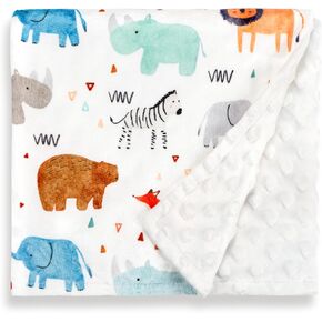 Baby Blankets for Boys Girls, Soft Minky Blankets with Double Layer Dotted Backing, Toddler Blanket for Nursery, Stroller, Toddler Bed, Car seat, Pink Elephans