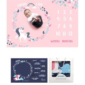 Baby Monthly Milestone Blanket Girl | Markers and Headband Included | Gift-Ready Box | Premium Ultra Soft Warm Minky Fleece | Large 40X60 Thick Newborn Photography Props Backdrop |Shower Gifts-Idea
