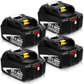 Upgraded 6.0Ah BL1860B Replacement for Makita 18V Battery, Compatible with Makita 18 Volt Battery Lithium BL1815 BL1820 BL1820B BL1830 BL1840 BL1850 BL1840B BL1850B Cordless Tool, 4 Pack (White)