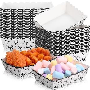 60 Pcs Pink Bow Paper Food Trays Coquette Birthday Decorations Kraft Pink Food Boat Nacho Trays Bow Birthday Party Supplies for Valentines Wedding Baby Shower Party Decor(Simple)