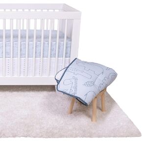 Trend Lab Modern Baby Crib Bedding Set for Boys | Simple Safari 4 Piece Nursery Décor Quilt, 2 Fitted Crib Sheets, and Dust Ruffle Skirt - Blue, 80015