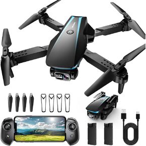 Mini Drone with Camera - 1080P HD Foldable Drone with Stable Hover, Gravity Control, Auto-Follow, Trajectory Flight, 90° Adjustable Lens, One Key Take Off, 2 Batteries, Drones for Adults Kids