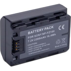 1-Pack NP-FZ100 Battery for Sony A1, Alpha A7C, A7C II, A7CR, A7III, A7IV, A9, A9 II, A7R3, A7R4, A6600, A6700, A7R V, Alpha 9, Alpha 9R, Alpha A9R, Alpha 9S, FX3, FX30, ZE-V1, VG-C3EM Camera 2280mAh