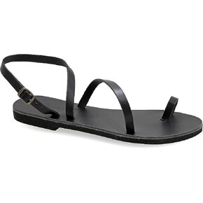 Emmanuela Ancient Greek Handmade Leather Flat Sandals, Quality Summer Shoes for Women with adjustable buckle strap, Toe Ring Strappy Sandals, Boho Chic Ankle Cuff Sandals
