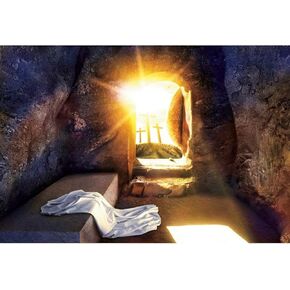 Dashan 7x5ft Polyester Easter Tomb Cross Holy Light Backdrop Backdrop للكنيسة الله يبارك يسوع الصلاة الدينية الصلب تصوير الخلفية القيامة الكنيسة المسيحية معمودية الصورة