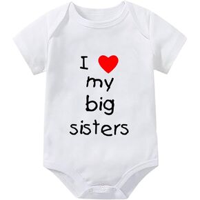I Love My Big Sisters Baby Bodysuit Short Sleeve Baby Boys Romper White Infant Outfits