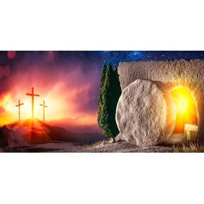 Jesus Christ Easter Cross Backdrop Empty Tomb Resurrection Decorations Background Holy Light Church Baptism Background Christian Religious Event Lord Pray Banner Studio Props 10x8ft