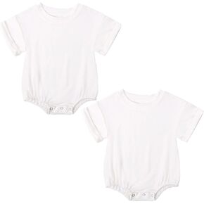 Unisex Baby Boys Girls Short Sleeve T-Shirt Romper Bodysuit Oversized Bubble Romper One Piece Outfit