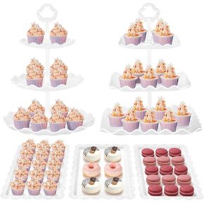 Kootek Dessert Cupcake Stand, 10pcs Dessert Table Display Set, 3 Tiered Cup Cake Holder Tower Stand& Cookie Serving Trays for Wedding, Tea Party, Birthday, Baby Shower