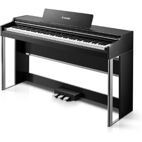 Donner Digital Piano with 88 Key Graded Weighted Keyboard, 2.4" IPS Screen, Record, Wireless Connection, 256 Polyphony, DDP-200 Pro Full Size Piano Keyboard for Beginner, Advanced, Wood Grain