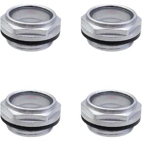 Antrader Air Compressor Sight Glass 1 Inch,4Pcs 1" NPT Male Aluminum Alloy Hex Oil Sight Glass Window Oil Liquid Level Gauge Air Compressor Parts