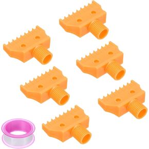 uxcell 6 Pcs BSPT1/4 Male Blowing Wind Nozzle, Flat Air Nozzle Orifice Nozzle ABS Air Spray Jet Nozzle with A PTFE Tape for Compressed Air Machine Accessories (Mini, Yellow)