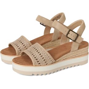 TOMS Women's Diana Espadrille Wedge Sandal, Champagne Metallic, 12