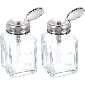 HARFINGTON 2pcs Solvent Alcohol Dispensers 180ml(6.1oz) Push Down Liquid Dispenser Pump Bottle Sprinkler Head with Plastic Tube and Copper Core for Acetone Polish Remover