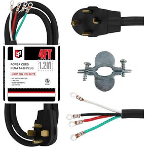 EP 4 Prong Dryer Cord, 10 ft 10/4 SRDT, 30Amp Appliance Extension Power Cord, NEMA 14-30, Grey