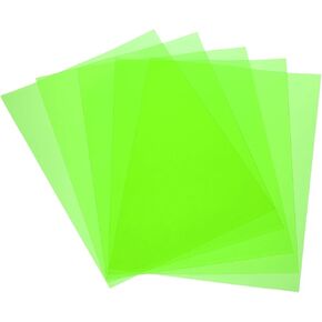 MECCANIXITY 5 Pcs Colored Plastic Sheets, A4 Transparent Amber Film Color Correction Gel Light Filter Waterproof 11.7 x 8.3" Sheet for DIY Crafts,LED Lighting,Photo (Green)
