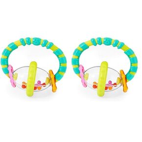 Bright Starts Grab & Spin Baby Rattle & BPA Free Toy ، تتراوح أعمارهم بين 3 أشهر+ (حزمة 2)