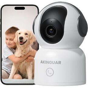 2K Security Camera for Home, 360°Pan Indoor Security Cameras with Motion Detection & One-Touch Call, Color Night Vision, Compatible with Alexa, Black