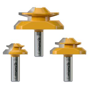 FivePears 45 Degree Lock Miter Router Bit 1/2 Inch shank,Timberlock 45 Lock Miter Router Bit 3PCS Set,for 31/64",3/4",1",Cutting Height,Timber Lock Router Bit Easy to Create Lock Miter Joint