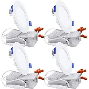 Torchstar 4 بوصة Ultra-Shin LED LED REACKED مع صندوق الوصلات ، 4000K أبيض بارد ، 10W 80W EQV. Dimmable Slim LED LID ، ETL و Energy Star معتمد ، حزمة من 4 in Kuwait