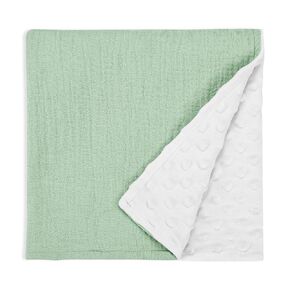 Baby Blankets for Boys Girls - Breathable Muslin Cotton & Dotted Fleece Blanket, Ultra Soft Gender Neutral Infant Toddler Swaddle 30x40 Inch, Blue