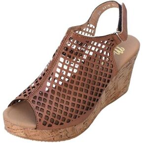 Macarena Collection Women's Flatform Wedge Casual Sandal Handmade Women's Woven Leather Wedge Sandals with Cork Heel - Mexican Artisan Crafted Style 4170