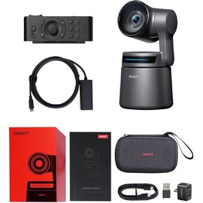 OBSBOT Tail Air & USB-C to Ethernet Adapter & Remote Combo, AI Tracking PTZ Camera with APP, Gesture Control, HDMI/USB-C/Wireless Webcam, Video Camera Live Streaming for Church, Worship, Sports.