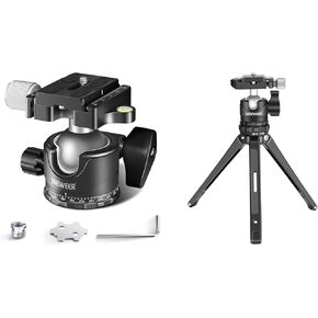 NEEWER GM36 Low Profile Camera Tripod Ball Head, 36mm Metal Panorama Ball Head Compatible with Arca 1/4" Quick Release Plate for Tripod Monopod Slider DSLR Camera, Mini Camera Tripod Included