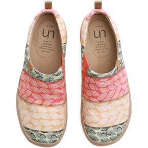 UIN Women's Walking Travel Shoes Slip On Canvas Casual Loafers Lightweight Art Painted Flats Comfort Fashion Sneaker Bodhi Leaf (10.5)