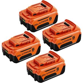 Replacement for Dewalt 20V MAX Battery 6.0Ah Compatible with Dewalt 20V Lithium Ion Battery Cordless Power Tools 4-Pack