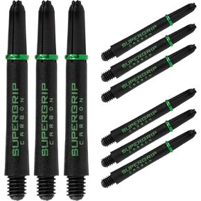 Harrows Supergrip Carbon Green Shafts, Increased Aerodynamic Flow, Dart Shafts, 3 Shafts per Pack, 3 Packs Included (9 Shafts in Total)