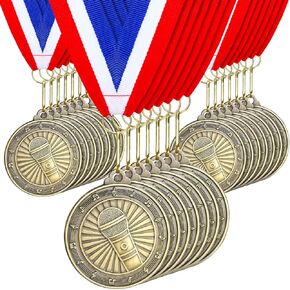 Quelay 2'' Award Medals Bulk Gold Winner Medals with Neck Ribbons Metal Trophy Award Prize Gift for Tournaments, Competitions, Party, Kids and Adults