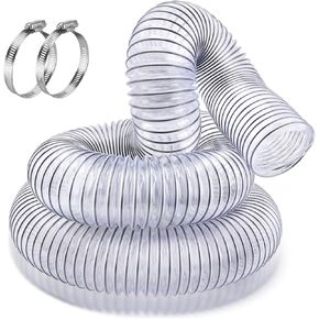 2-1/2" X 10' Dust Collection Hose with 2.5 In Clamp, Heavy Duty Pvc Dust Debris and Fume Collection Hose for Dust Collection Systems, Clear Color