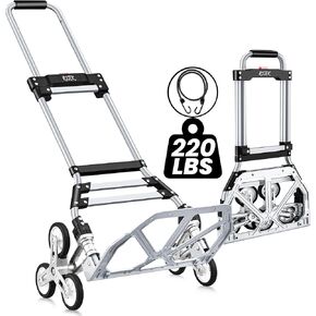 RJTEK 【Upgraded Version】 Stair Climber Hand Truck and Dolly, 350 Lb Capacity Stair Climbing cart Heavy-Duty Trolley Cart Heavy-Duty Luggage cart Stair Dolly Lightweight with Telescoping Handle