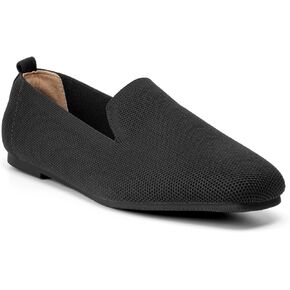 Women's Flat Loafers Square Toe Work Office Flats Shoes Comfortable Knit Slip On Penny Loafers for Women Soft Dress Ballet Flats Driving Walking Knitted Shoes