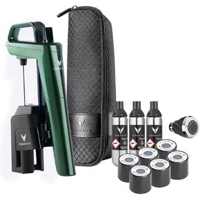 Coravin Timeless Six Plus Wine Preservation System - By-the-Glass Wine Saver - With 3 Pure Argon Gas Capsules, 6 Screw Caps & Wine Aerator - Piano Black
