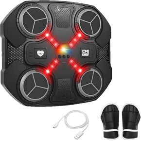 Music Boxing Machine for Kids Wall Mounted Smart Boxing Machine with Gloves, Rhythm Music, Cool Lights, 3-Speed Adjustment, Good Choice for Adults to Relieve Stress(Black)