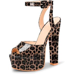 Women's Platform Chunky High Heel Sandals Open-Toe Ankle Strap Party Evening Shoes