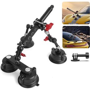 Versatile Camera Suction Cup Car Mount Kit with Telescopic Extension Pole & 360° Magic Arm, Quick Release Vehicle Camera Holder for Insta360 X4,Go Pro Max- Secure Exterior & Interior POV Shots