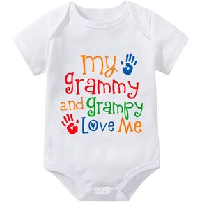 My Grammy And Grampy Love Me Baby Going Home Outfit Girl Newborn Short Sleeve Take Home Baby Girl Outfit White New
