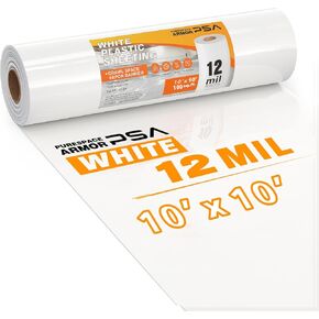 Crawl Space Vapor Barrier, 12 mil 10'x100', White Heavy Duty Plastic Sheeting - Thick Polyethylene Film, 12mil Crawlspace Liner, Drop Cloth Vapor Barrier Covering for Crawlspace and Basement