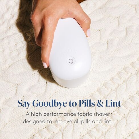 Nori Trim Fabric Shaver - Lint Remover for Clothes & Furniture Couch Pilling - Sweater Pill Remover - Clothes Shaver w/ 6 Precision Blades - Wireless & Rechargeable - Great Gift Idea for Mom-White in Kuwait