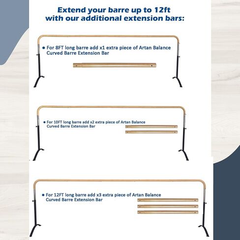 Ballet Barre 6ft - White Curved Double Dance Barre for Home or Studio - Ballet Bar Ideal for Stretch, Pilates, Dance and Active Workouts - Portable Barre Suitable for Kids and Adults in Kuwait