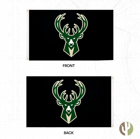 Desert Cactus Milwaukee Bucks Flag NBA 100% Polyester Indoor Outdoor 3x5 feet National Basketball Association Team Flags (Flag #1) in Saudi Arabia