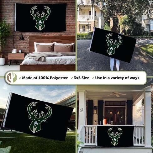 Desert Cactus Milwaukee Bucks Flag NBA 100% Polyester Indoor Outdoor 3x5 feet National Basketball Association Team Flags (Flag #1) in Saudi Arabia