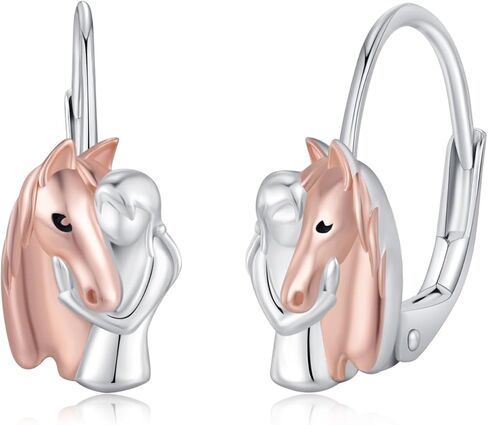 Hypoallergenic Horse Stud Earrings 925 Sterling Silver Cute Animal Stud Earrings Horse Jewelry Gifts for Women Girls, Rose Gold in Kuwait