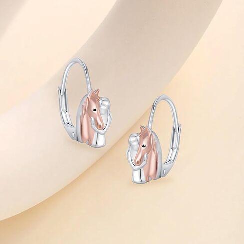 Hypoallergenic Horse Stud Earrings 925 Sterling Silver Cute Animal Stud Earrings Horse Jewelry Gifts for Women Girls, Rose Gold in Kuwait