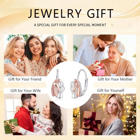 Hypoallergenic Horse Stud Earrings 925 Sterling Silver Cute Animal Stud Earrings Horse Jewelry Gifts for Women Girls, Rose Gold in Kuwait