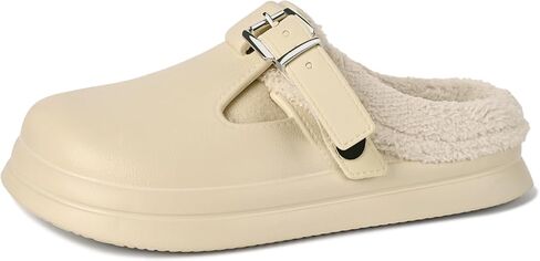 Women's Winter House Slippers with Cotton Lined, Fuzzy Fluffy Anti-Slip Bedroom Shoes, Indoor Outdoor Slip-On Slippers in Saudi Arabia