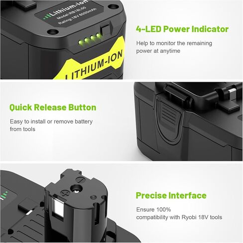2 Packs 6.0Ah Lithium ion Battery Replacement for Ryobi 18V ONE+ P108(130429054) P102 P103 P104 P105 P107 Compatible with Cordless Power Tool in Saudi Arabia